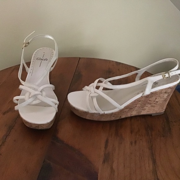 Glacee Shoes - Strappy Cork Wedge Sandals